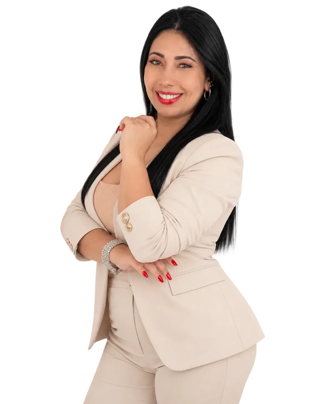 Dra. Larissa Thainá, psicóloga da LT Psicologia, de terno claro